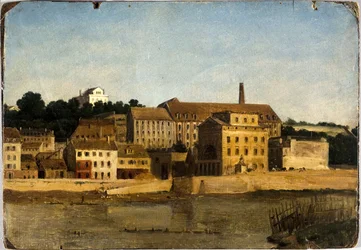 La raffinerie et le jardin Delessert, à Passy, widok z prawej strony, ok. 1820 (olej na papierze, tektura)