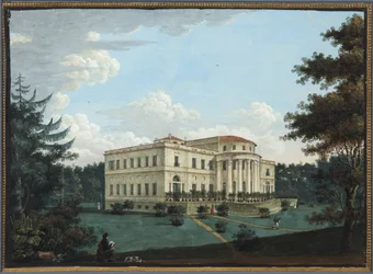 Le palais Elaguine - Pałac Yelagin w Sankt Petersburgu - Anonim. Gwasz na papierze, przed 1817 r. Państwowe Muzeum Historii Sankt Petersburga