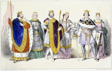 Kapetyjczycy: Ludwik VI Le Gros (1081-1137) i Adelajda Sabaudii (ok. 1100-1154), Ludwik VII Le Jeune (1120-1180) i Adele Szampanii (lub Blois) (ok. 1140-1206), Filip II dit Philippe Auguste (1165-1223) i Isabelle de Hainaut (1170-1190) - Talerz fr