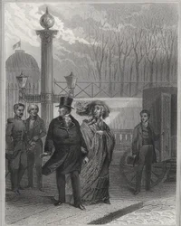 Ludwik Filip i jego rodzina przed Pałacem Tuileries – Abdykacja Ludwika Filipa I, 24 lutego 1848 r. i ustanowienie Drugiej Republiki – Rewolucja lutego 1848 r. Ludzie zaatakowali Tuileries 24 lutego 1848 r.