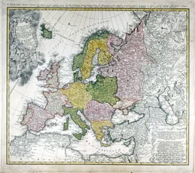 Mapa Europy z 1743 roku.