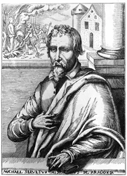 Michel Servet (Michel de Villanueva) (1511-1553), hiszpański lekarz i teolog. Rytownictwo