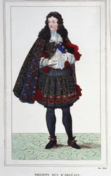 Filip II, książę Orleanu, Chartres, Valois, Nemours i Montpensier (1674-1723). Regent Francji od 1715 do 1723. Rycina od 1830.