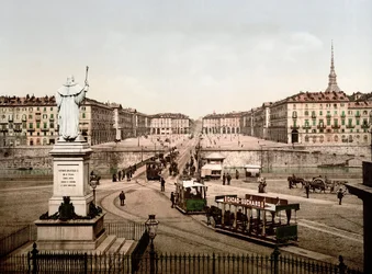 Piazza Vittorio Emanuele w Turynie (Turyn), Włochy w 1890 r.