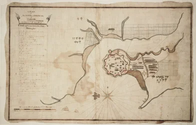 Plan miasta i twierdzy Gariah, ok. 1755 (tusz, akwarela)