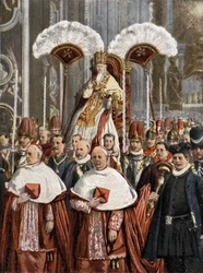 Papież Leon XIII (Leo 13) (Gioacchino Pecci 1810-1903) w Bazylice św. Piotra w Rzymie.