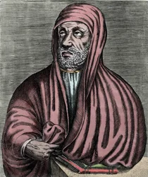 Portret Abu Ali al Husaina ibn Abdallaha ibn Siny (Awicenny) Awicenny (980-1037), irańskiego lekarza. Rycina z XVII wieku.