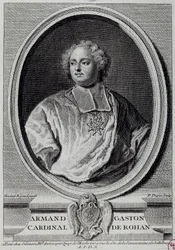 Portret Armanda Gastona Maximiliena, kardynała de Rohan (1674-1749) Rycina XVIII-wiecznego Paryża, Musee Carnavalet