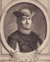 Portret Barucha Spinozy (1632-1677), holenderskiego filozofa, znanego również jako Bento de Espinosa lub Benedictus de Spinoza lub Benoit de Spinoza. Rycina z XVIII wieku.