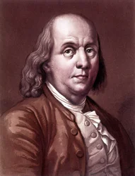 Portret Benjamina Franklina (1706-1790), amerykańskiego filozofa, fizyka i ambasadora.