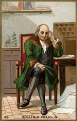 Portret Benjamina Franklina (1706 - 1790), amerykańskiego polityka, memorialisty, pamfletarianina i fizyka.