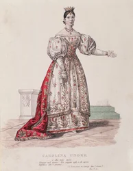 Portret Caroline Ungher (Unger) występującej w I Normanni a Parigi (rycina)