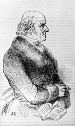 Portret Christiana Hahnemanna (1755 - 1843), założyciela lekarza homeopatii. Rycina XIX wieku.