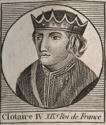 Portret Clothaire (Clothaire) IV (ok. 685-719), króla Franków Austrazji od 717 do 719 - Chlothar IV (lub Chlotar) król Franków - rycina z „Instruction sur l