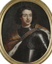 Portret cesarza Piotra I Wielkiego (1672-1725), Anonim . Olej na płótnie. Wymiar : 77x61 cm. Muzeum Narodowe w Sztokholmie