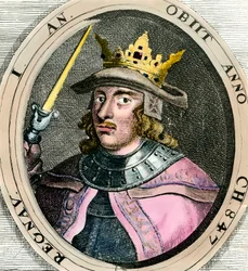 Portret Eryka (Eryka) I Eigod (1056-1103) Król Danii Rycina z XVIII wieku Kolekcja prywatna