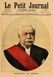 Portret Ferdynanda de Lessepsa (1805-1894), zwanego „wielkim Francuzem”, dyplomaty i przedsiębiorcy, jest głównym promotorem Kanału Sueskiego, który łączy Port-Said nad Morzem Śródziemnym z Suezem nad Morzem Czerwonym (Egipt) i Kanał Panamski, który łączy