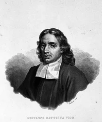 Portret Giambattisty Vico (1668-1744), historyka, prawnika i filozofa Włochy. Nazywany również Giovanni, Gian Battista, Jean Baptiste lub Jean-Baptiste. Grawerowanie XIX wieku