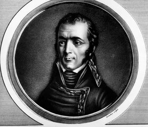 Portret Guillaume Marie-Anne Brune (1763-1815), marszałka Francji. Grawer w „”Kompletny zbiór obrazów historycznych rewolucji francuskiej, w trzech tomach.””” 1804.
