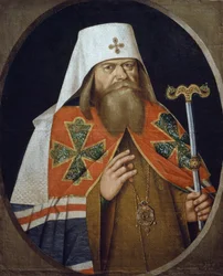 Portret Hadriana (1627-1700), prawosławnego arcybiskupa patriarchy moskiewskiego, obraz XVII-wiecznego autora anonimowego