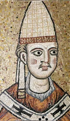 Portret Innocentego III (1160 - 1216). Mozaika zachowana w Muzeum Rzymu. Wcześniej był w starym kościele św. Piotra. Muzeum Rzymu.