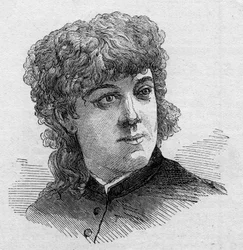 Portret Jeanne Samary (1857-1890), francuskiej komiczki, członkini Komedii Francuskiej. Grawer w „”Le Monde Illustré””n¡1168 z dnia 16 sierpnia 1879 r.