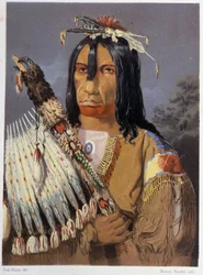 Portret Kee-Ake-Saa-Ka-Wow z kalumetem - w „Wędrówka artysty wśród Indian Ameryki Północnej” Paula Kane, Longmans & Roberts, Londyn