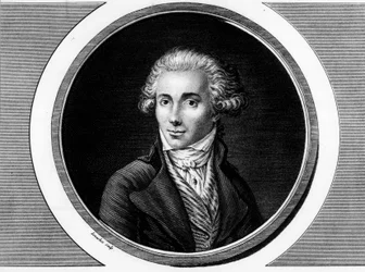 Portret Marguerite Elie Guadet, francuskiego polityka (1758-1794). Grawer w „”Kompletny zbiór obrazów historycznych rewolucji francuskiej, w trzech tomach.””” 1804.