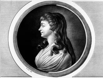 Portret Marie-Jeanne Phelippon, żony Rolanda de La Platiere dit „Madame Roland” (1754-1793). Grawer w „”Kompletny zbiór obrazów historycznych rewolucji francuskiej, w trzech tomach.””” 1804.