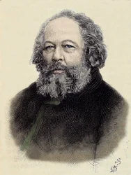 Portret Michaiła Aleksandrowicza Bakunina (Bakunin) (1814-1876), rosyjskiego anarchisty.