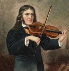Portret Nicolo Paganiniego (1782 - 1840) włoskiego skrzypka.