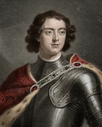 Portret Piotra I Wielkiego (1672-1725) cara Rosji - Piotr Wielki lub Piotr I 1672-1725 - grawerowanie - XIX wiek