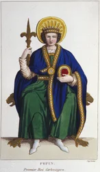 Portret Pépina le Brief (v. 714 - 768), króla franków, pierwszy grawer Karolingów z 1830 r.