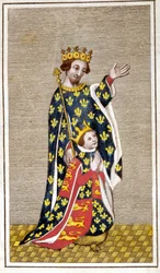 Portret dziecka Ryszarda III (1452 - 1485) i jego ojca Ryszarda z Yorku. Rycina z końca XVIII wieku. Biblioteca di Brera, Mediolan.