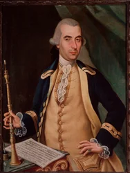 Portret Sante Aguilara (ok. 1734-1808) włoskiego oboisty Anonimowy obraz. XVIII-wieczne Miejskie Muzeum Bibliograficzne w Bolonii