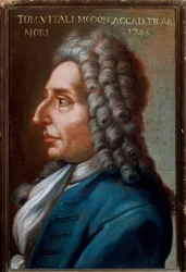 Portret Tommaso Antonio Vitali Modoni (1663-1745) włoskiego kompozytora i skrzypka Anonimowe malarstwo. 18 wiek. Bolonia, Muzeum Miejskie