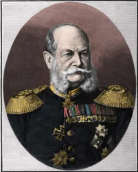 Portret Wilhelma I (1797-1888), króla Prus i cesarza Niemiec. Rycina z końca XIX wieku.