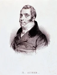 Portret angielskiego kompozytora Daniela Francois Esprit Aubera (1782-1871) Grawer. 19 wiek. Mediolan, biblioteca del conservatorio
