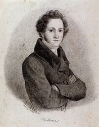 Portret włoskiego kompozytora Vincenzo Belliniego (rycina. XIX w.)