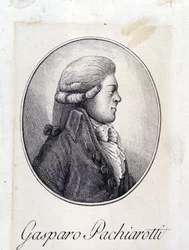 Portret włoskiego kastrata Gasparo Pacchierottiego (Pacchiarotti) (1740 - 1821). Rycina XIX wieku.