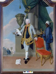 Portret markiza Antonio Litta (1700 - 1770), intymnego doradcy cesarza. Anonimowe malowanie. Prywatne Dz. Mediolan