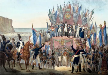 Prezentacja Legii Honorowej przez Napoleona Bonaparte w dolinie Terlincthum w Boulogne (16 sierpnia 1804) Rycina - Paryż, musee de l