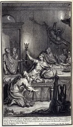 Priam, bardzo dotknięty bestialstwem Achillesa, o ciało Hectora, które trzy razy dziennie ciągnął wokół grobu Patroklesa, przychodzi ponownie go zapytać. I ten książę, dotknięty swoim bólem i upokorzeniem, spełnia jego prośbę, która…