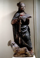 Reprezentacja św. Katarzyny ze Sieny. Rzeźba z wapienia polichromowanego. XV wiek. Compiegne, Muzeum Vivenel