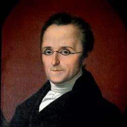 Risorgimento: „” Portret włoskiego patrioty Silvio Pellico (1789-1854) „Anonimowy obraz XIX-wiecznego Saluzzo, Museo di Casa Cavassa