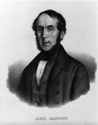 Risorgimento: portret włoskiego pisarza i polityka Gino Capponiego (1792-1876) Rycina z XIX wieku