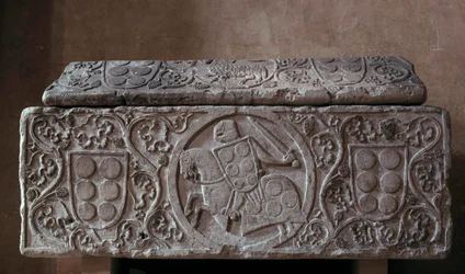 Sarkofag rycerza rodu pałacowego (prawdopodobnie Hugo z pałacu) 1292. Tuluza, kościół jakobinów