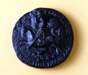 Pieczęć Szymona z Montfort IV (1150 - 1218), brał udział w V krucjacie w 1202 i tej przeciwko Albigeers w 1209.