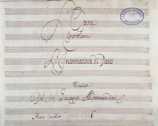 Strona partytury do „Koronacji Dariusza“ Giuseppe Aldrovandiniego (1703)