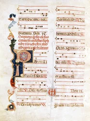 Sursum Corda, przykład notacji z XIV wieku („P”).